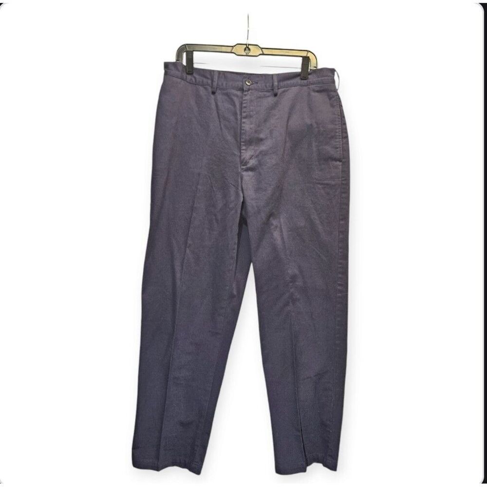 Lands‎ End Chino Dress Pants 34x30 Regular Fit  Navy Blue Classic Preppy Golf
